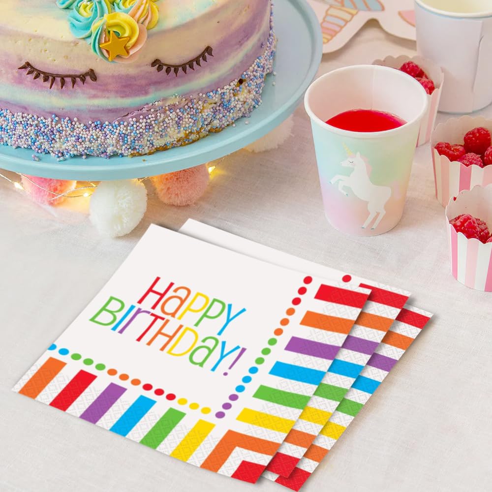 Χαρτοπετσέτες Φαγητού Happy Birthday Rainbow / 16 τεμ.