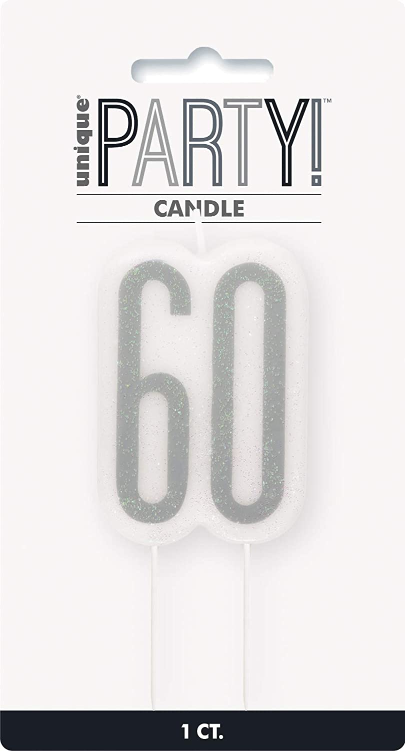Κερί Νούμερο 60 Glitz Black Numeral Birthday / 8 εκ