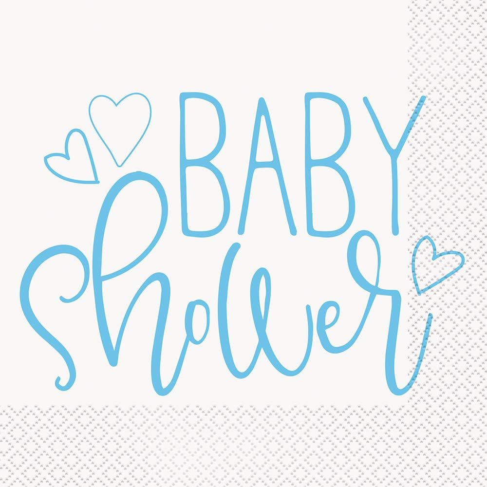 Χαρτοπετσέτες φαγητού 33εκ Blue Heart Baby Shower /16 τεμ