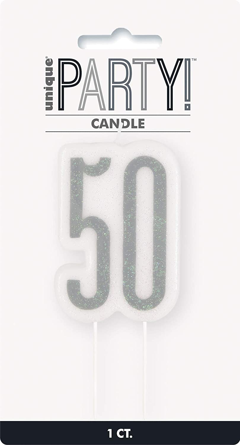 Κερί Νούμερο 50 Glitz Black Numeral Birthday / 8 εκ