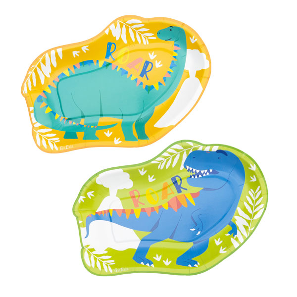 Πιάτα 29x19 εκ Σχήμα Δεινόσαυρος 2 Σχέδια / 8 τεμ