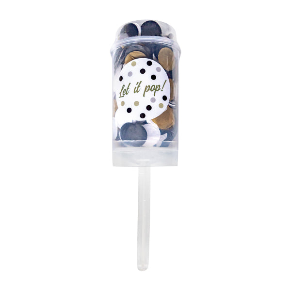 Party Popper Push Pop κομφετί χάρτινο στρογγυλό λευκό, μαύρο και εκρού