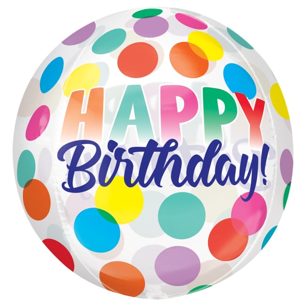 Μπαλόνι Orbz 16 Σφαίρα Happy Birthday big Dots / 38εκ x 40εκ