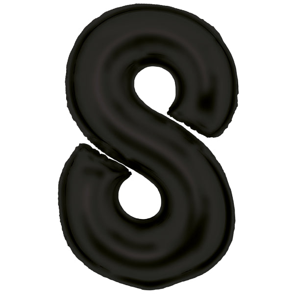 Μπαλόνι Φοιλ Σχήμα Μαύρο Νούμερο 8 - Silk Lustre Black / 86 εκ