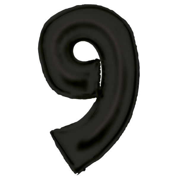 Μπαλόνι Φοιλ Σχήμα Μαύρο Νούμερο 9 - Silk Lustre Black / 86 εκ