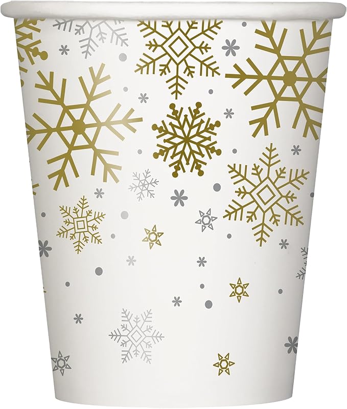 Ποτήρια Χάρτινα Silver Gold Snow 266 ml / 8 τεμ