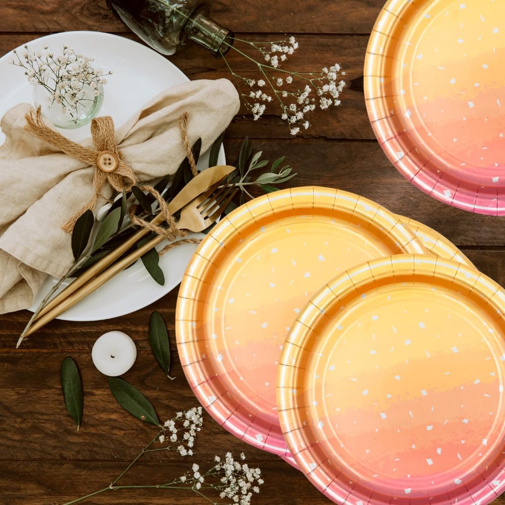 Πιάτα Χάρτινα 23 εκ Ροζ Χρυσό Ombre / 8 τεμ