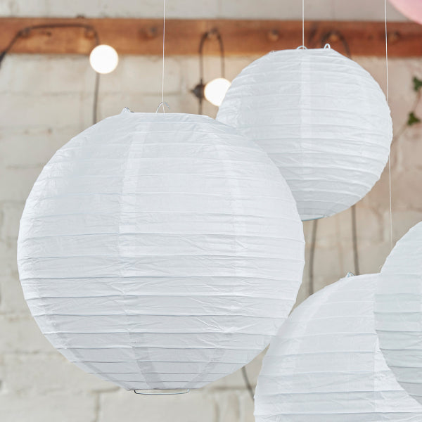 Φανάρια Λευκά Διακοσμητικά /White Paper Lantern Decorations / 5 τεμ.