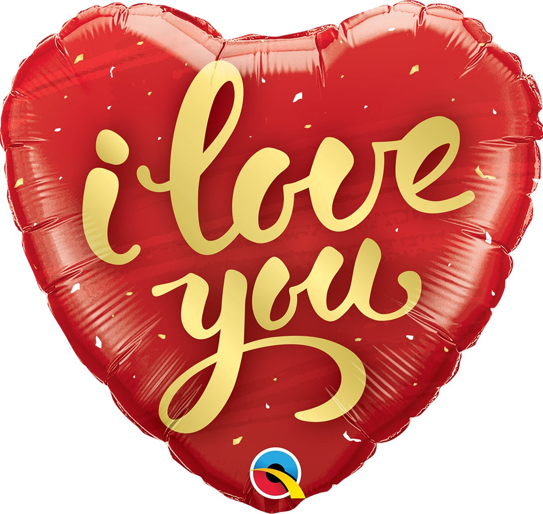 Μπαλ Φοιλ 18 Καρδιά I love you Gold Script