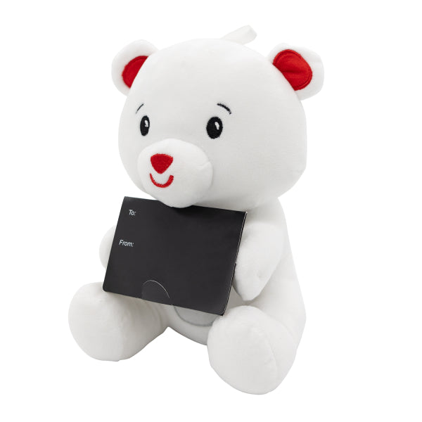 2 σε 1 Βελούδινο Βαρίδι για Μπαλόνια - Αρκουδάκι Λευκό με θηλιά 21εκ / 170γρ