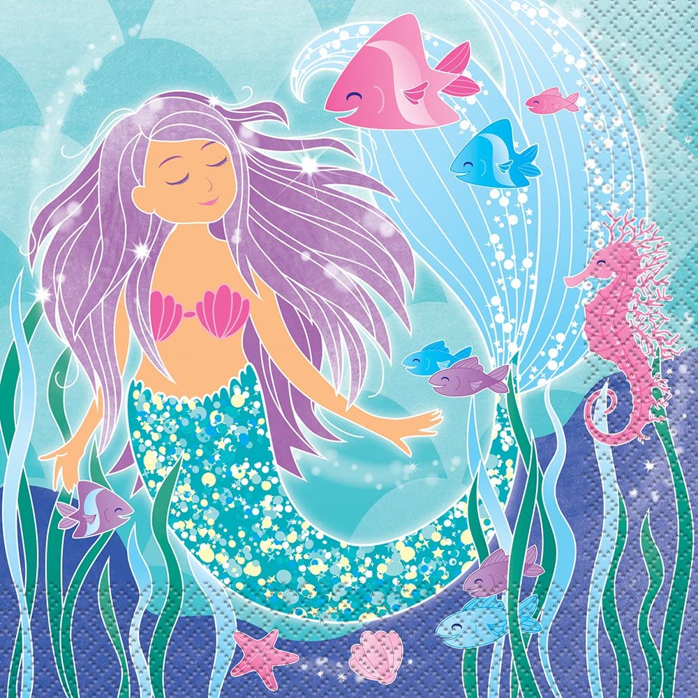 Χαρτοπετσέτες φαγητού 33εκ Mermaid /16 τεμ - Γοργόνα