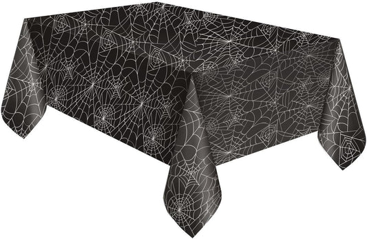 Τραπεζομάντηλο πλαστικό Μαύρο με ιστούς αράχνης / 137 x 274 εκ