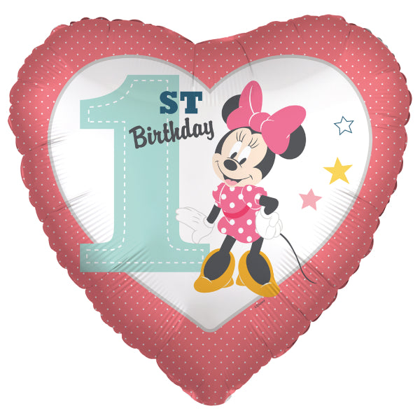 Μπαλόνι Φοιλ 17 Καρδιά 1st Birthday Minnie Mouse