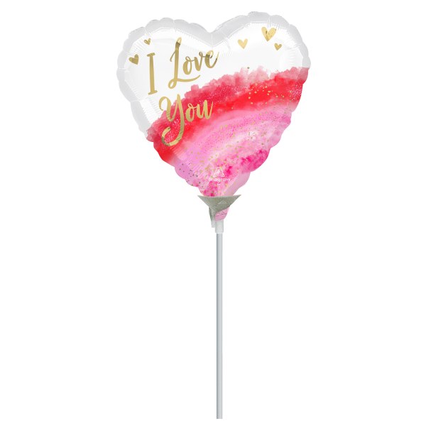 9” Mini Shape Μπαλόνι Καρδιά Watercolour Love