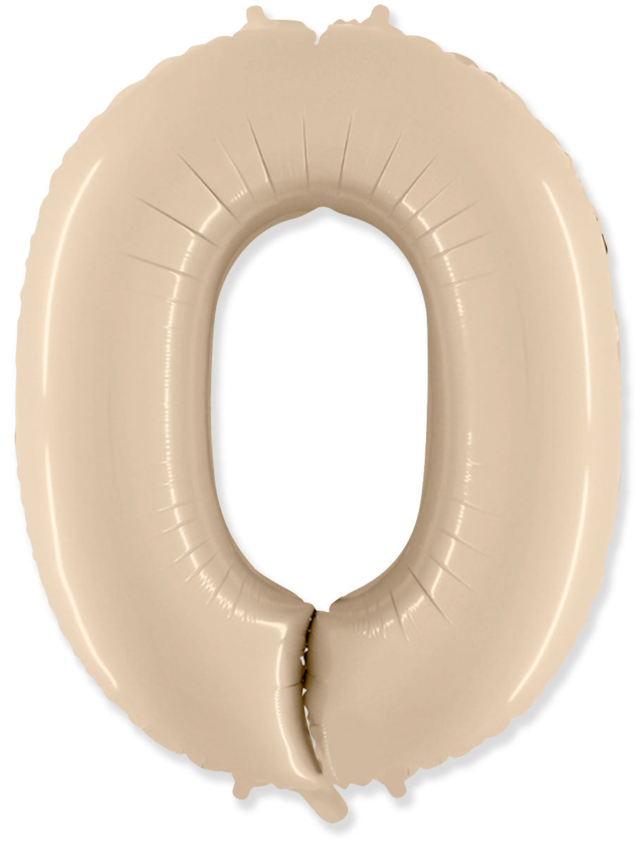 Μπαλόνι Σχήμα Νούμερο 0 Ιβουάρ - Satin Cream / 90 εκ ύψος - Ασυσκεύαστο