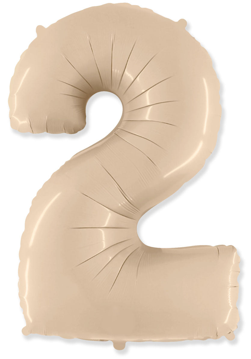 Μπαλόνι Σχήμα Νούμερο 2 Ιβουάρ - Satin Cream / 90 εκ ύψος - Ασυσκεύαστο