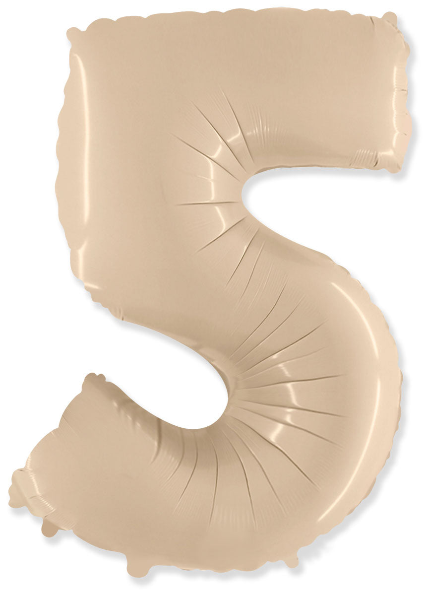 Μπαλόνι Σχήμα Νούμερο 5 Ιβουάρ - Satin Cream / 90 εκ ύψος - Ασυσκεύαστο