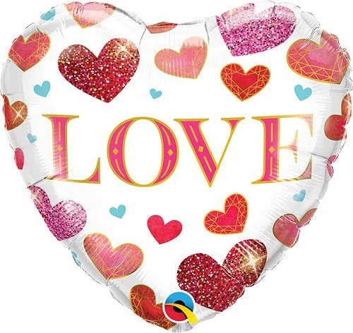 Μπαλόνι Φοιλ 18 Love Jewel Hearts / 46εκ