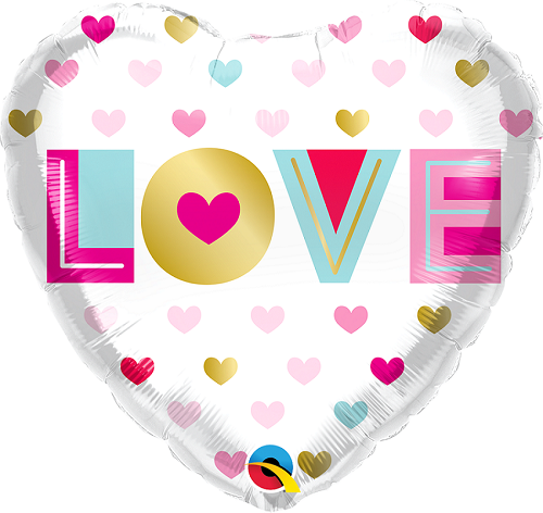 Μπαλόνι Φοιλ 18 Love Metallic Hearts / 46 εκ