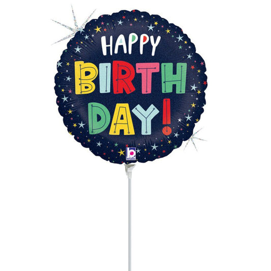 9" Mini Shape Μπαλόνι Birthday Colorful Stars