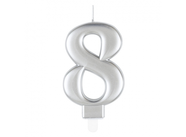 Κερί 8 Μεταλλικό Ασημί / 8 εκ.