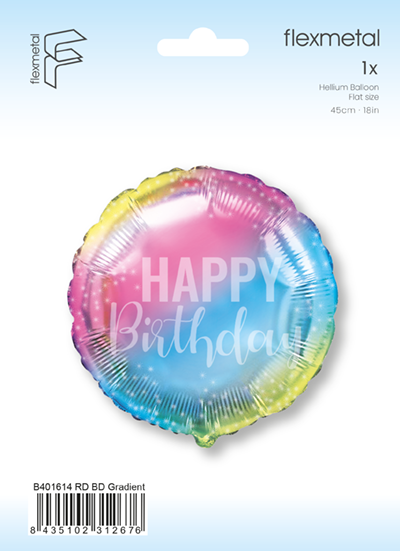Μπαλόνι Φοιλ 18 Happy Birthday Gradient Ombre / 46 εκ - Συσκευασμένο