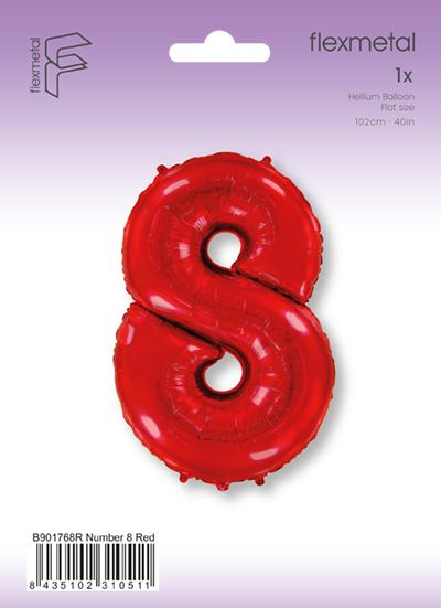 Φοιλ Σχήμα Κόκκινο Νούμερο 8 / 90εκ ύψος - Συσκευασμένο