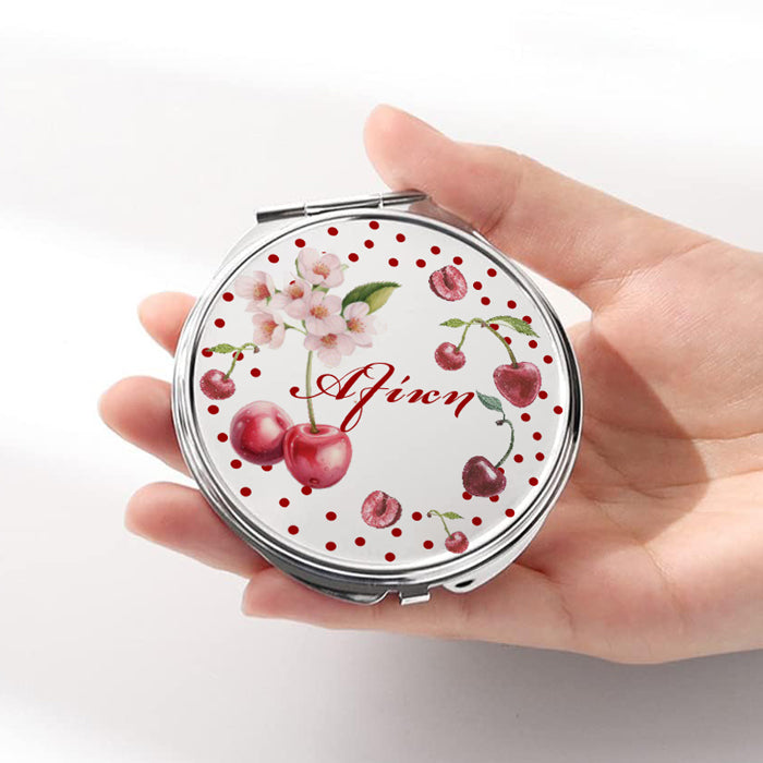 Καθρεφτάκι Κεράσι Ασημί Στρογγυλό