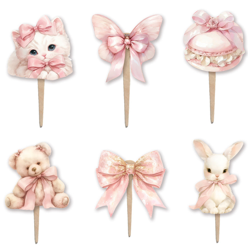 Οδοντογλυφίδες Ροζ Φιόγκος (6 τεμ)