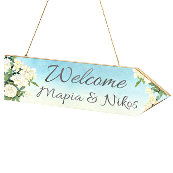 Πινακίδα Γάμου βέλος Άνθη Γαρδένιας