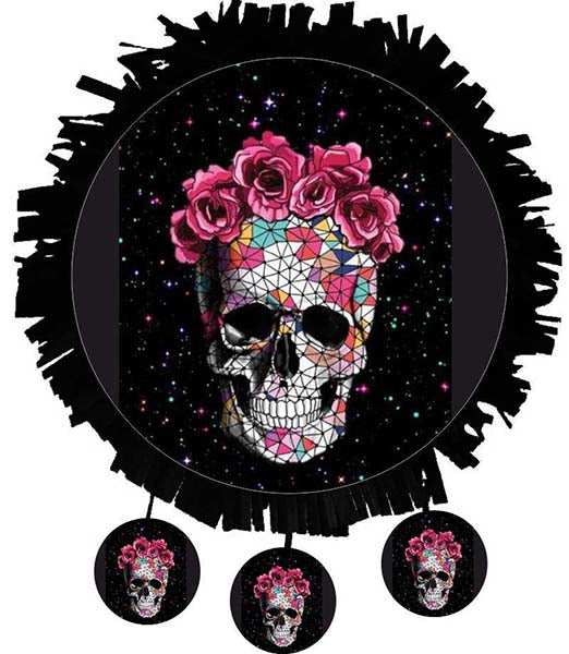 Πινιάτα Νεκροκεφαλή με λουλούδια