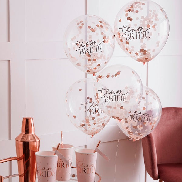 Μπαλόνια Team Bride Hen Party με Κομφετί / 5 τεμ