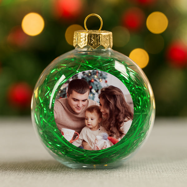 Χριστουγεννιάτικο Στολίδι Με Φωτογραφία και Πράσινη Διακόσμηση