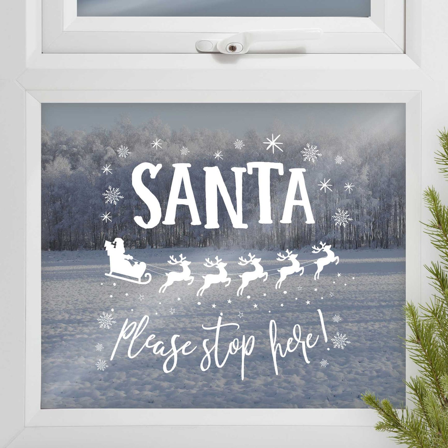 Διακοσμητικό Παραθύρου Santa Stop Here