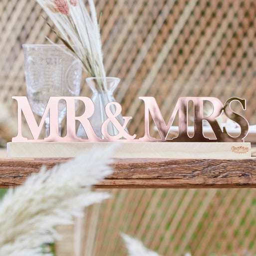 Επιγραφή ακρυλική Ροζ Χρυσό / Rose Gold Mr & Mrs