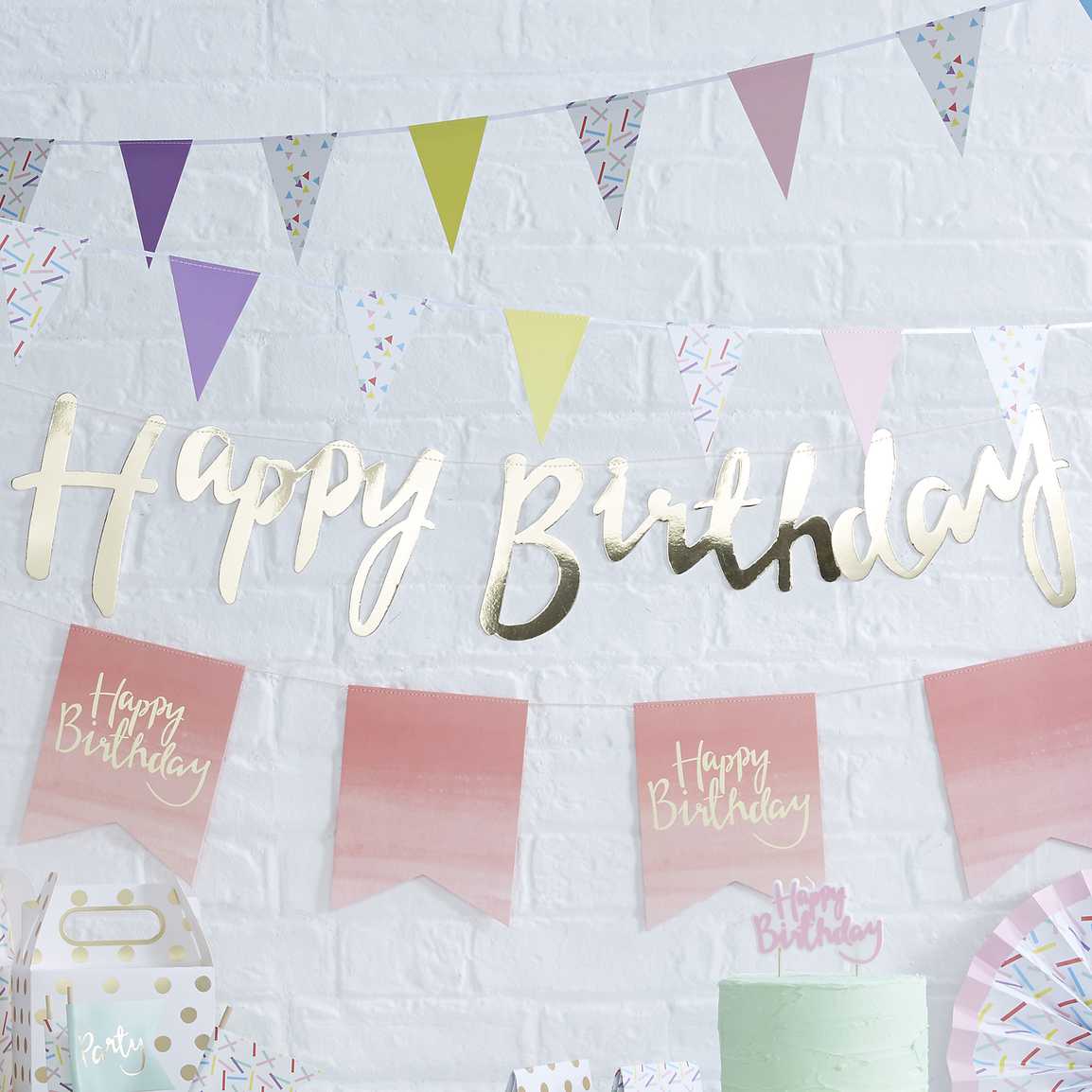 Γιρλάντα Χρυσή Happy Birthday