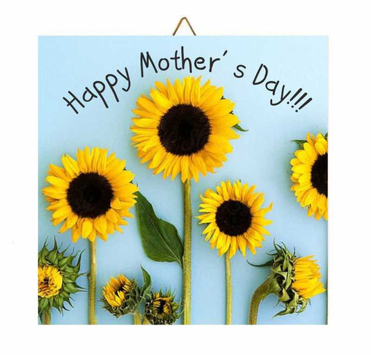 Ξύλινο καδράκι ηλιοτρόπια Happy Mother's Day