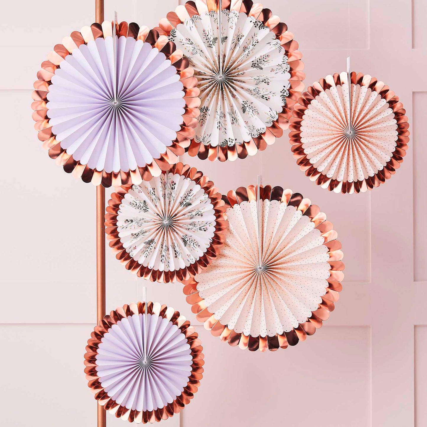 Διακοσμητικές Βεντάλιες Pastel And Floral Ροζ Χρυσό