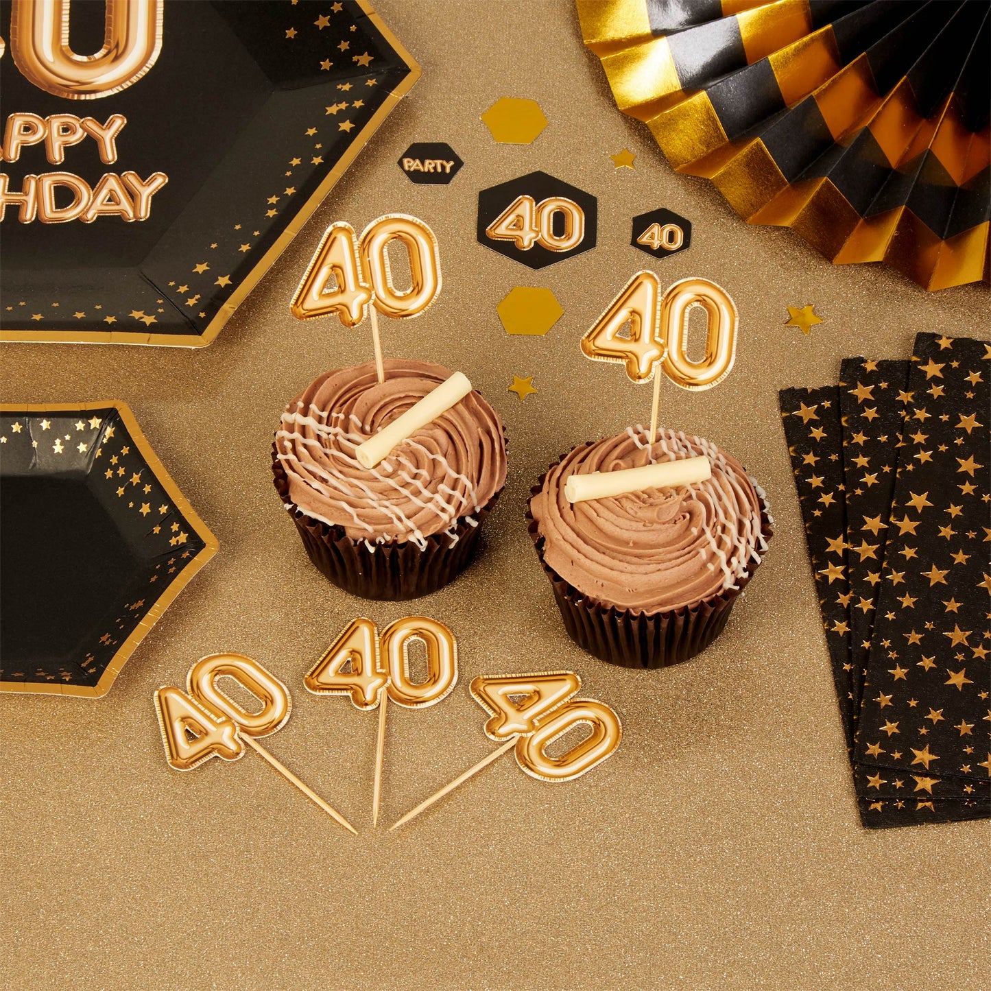 Διακοσμητικές οδοντογλυφίδες Happy Birthday 40 Glitz & Glamour 20 τεμ