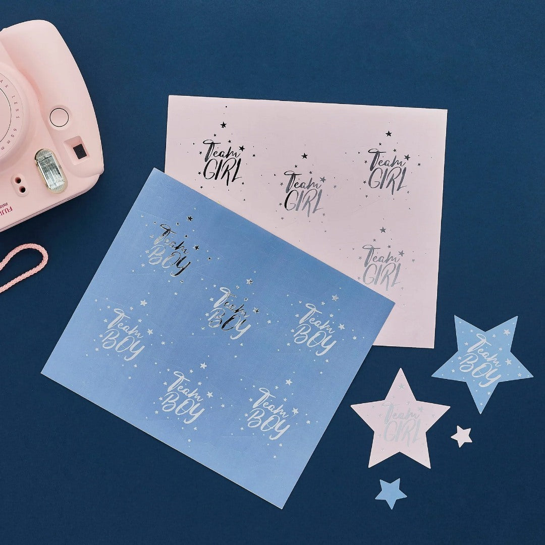 Αυτοκόλλητα αστέρια Team Boy - Team Girl (24 τεμ)