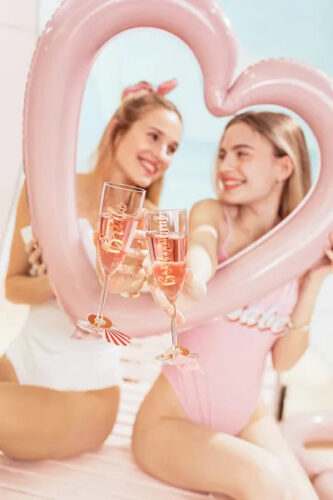 Αυτοκόλλητα ποτηριών Bride & Bridesmaid (6 τεμ)