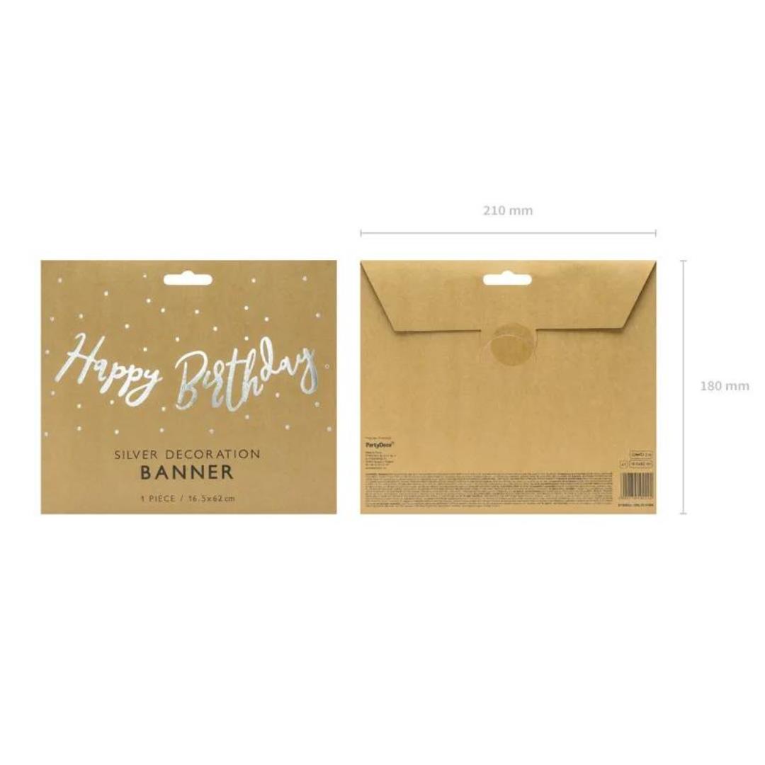 Ασημί Γιρλάντα Happy Birthday 16.5x62cm