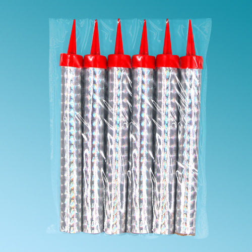 Ασημί πυρσοί για τούρτα (6 τεμ)