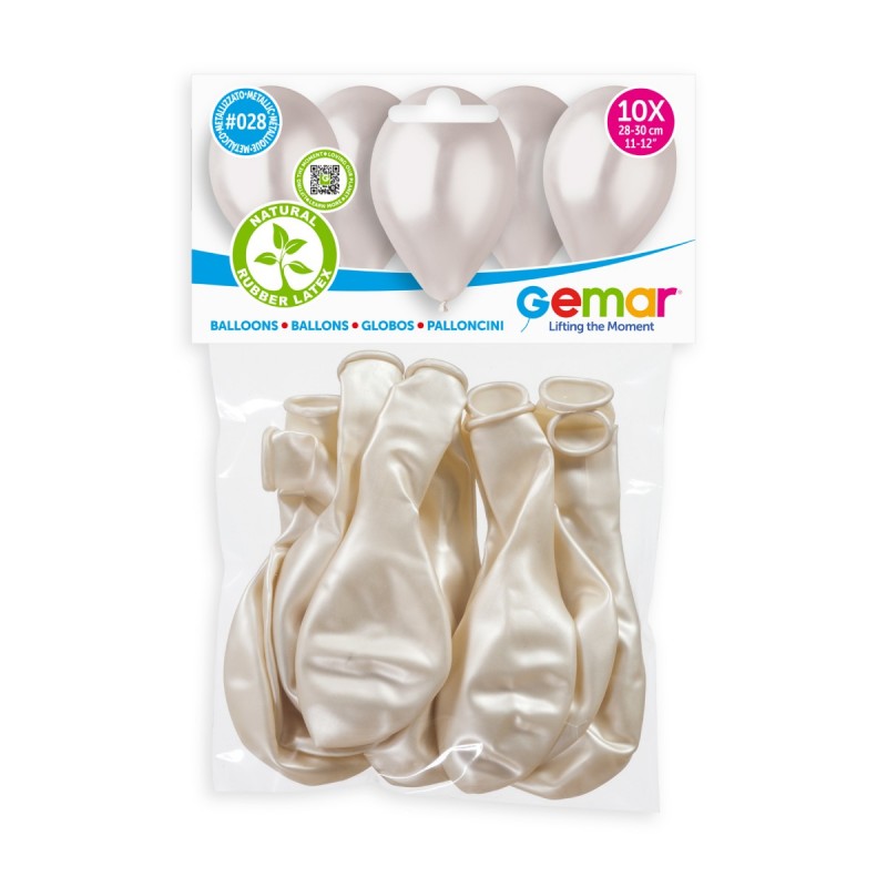 Άσπρα Περλέ Λάτεξ Μπαλόνια (10 τεμ)
