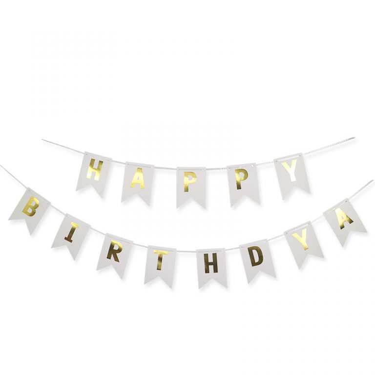 Άσπρο διακοσμητικό Μπάνερ "Happy birthday"