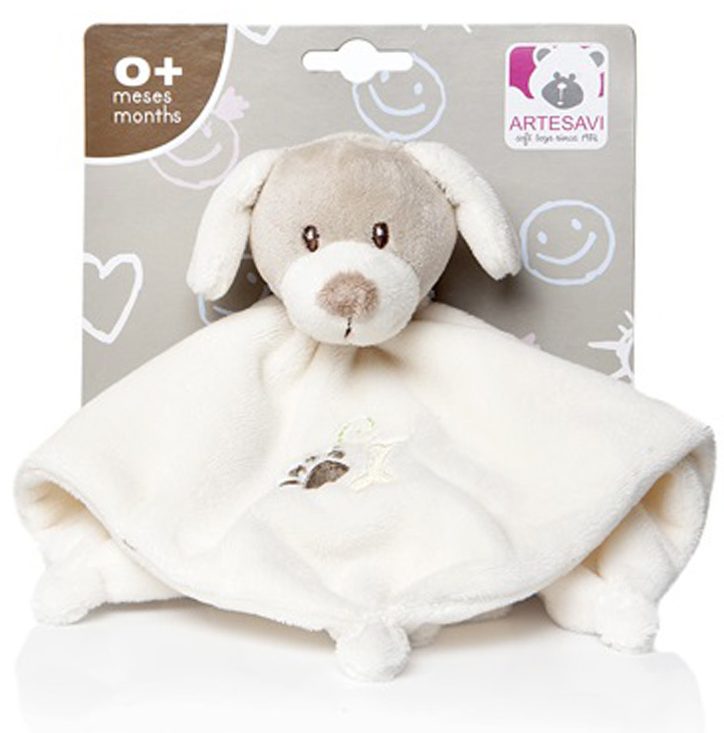 Άσπρο Λούτρινο πανάκι παρηγοριάς με κουδουνίστρα