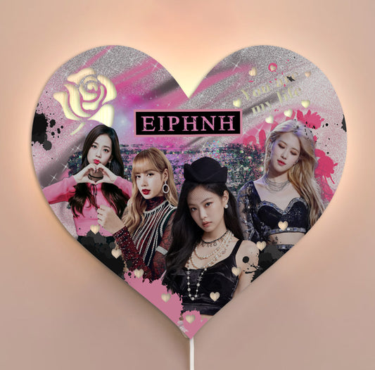 Ξύλινο Φωτιστικό καρδιά - BlackPink