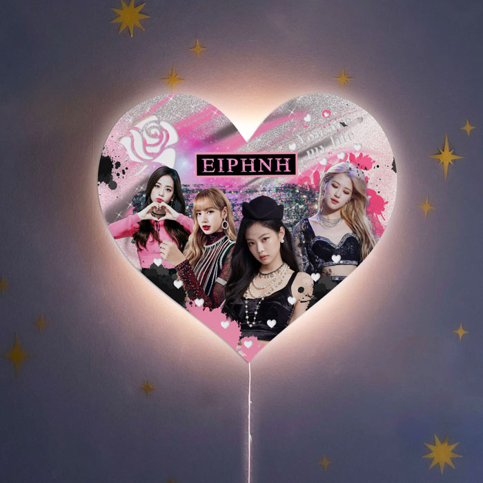 Ξύλινο Φωτιστικό καρδιά - BlackPink