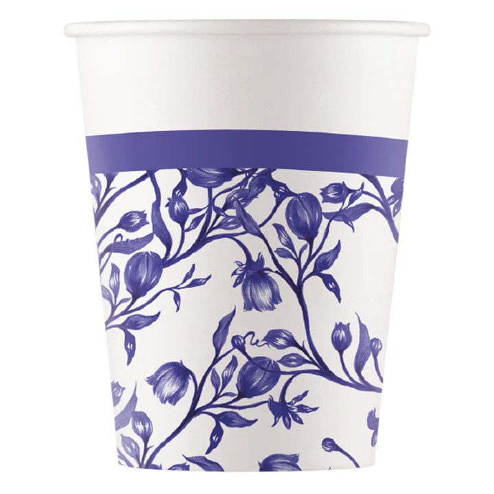 Χάρτινα Ποτήρια Blue Porcelain (8 τεμ)