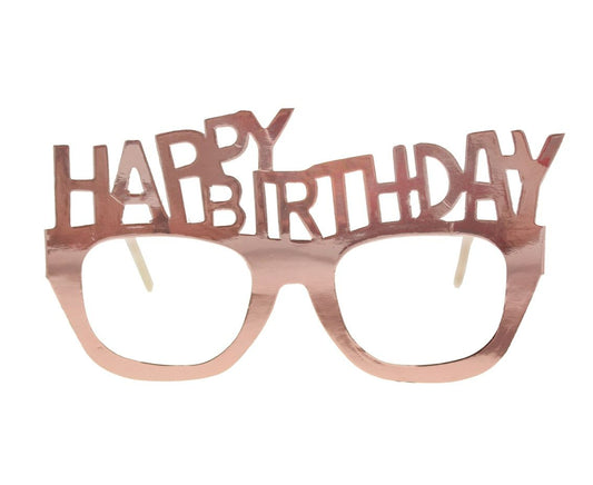 Χάρτινα Rosegold Γυαλιά Happy Birthday (4 τεμ)